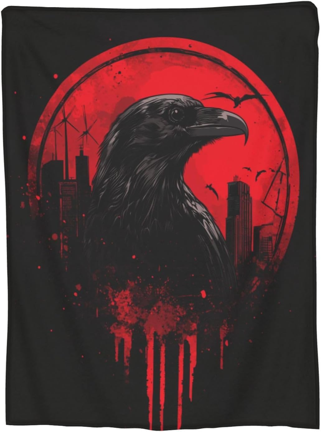 Raven Horror Blanket Flannel Throw Blanket Lightweight Soft Warm Cozy Travel Blanket for Bed Couch Sofa Living Room Bedroom Gift for Women Men Girls Boys All Season 60"x50"