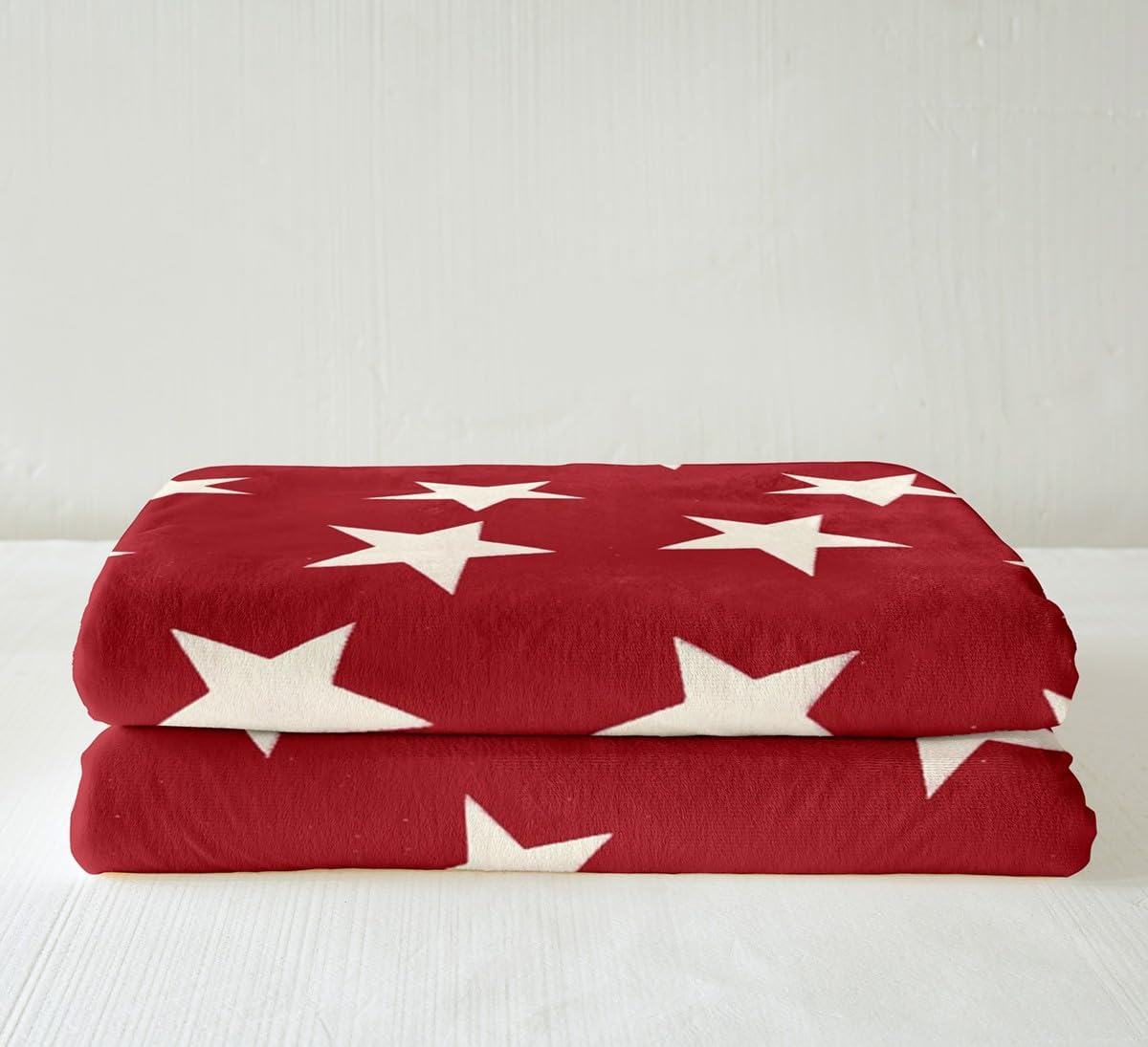 Feelyou Star Printed Fleece Throw Blanket Baby 30"x40" Kids Star Pattern Plush Blanket for Boys Girls Teens Shabby Chic Sherpa Blanket Deep Red Fuzzy Blanket