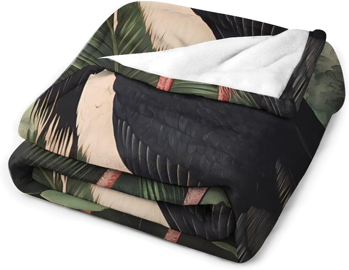 Stork On Black Throw Blanket for Couch Bed Plush Cozy Fuzzy Flannel Blanket for All Season 40"x50"