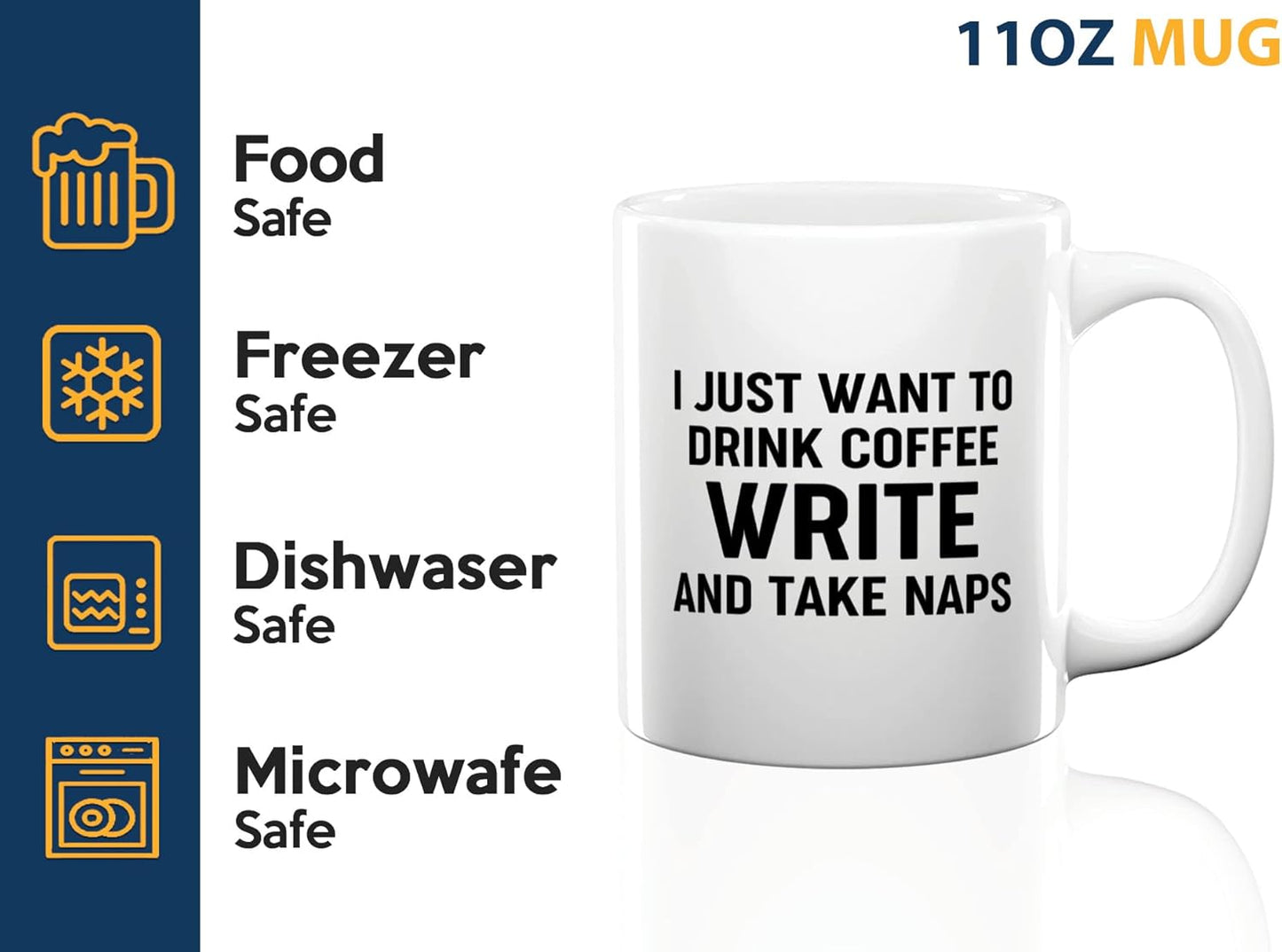 Journalist Coffee Mug 11oz White -Coffee Write Naps - Reading Lover Book Club Gift Author Appreciation Writer Journalism Novelist Scriptwriter