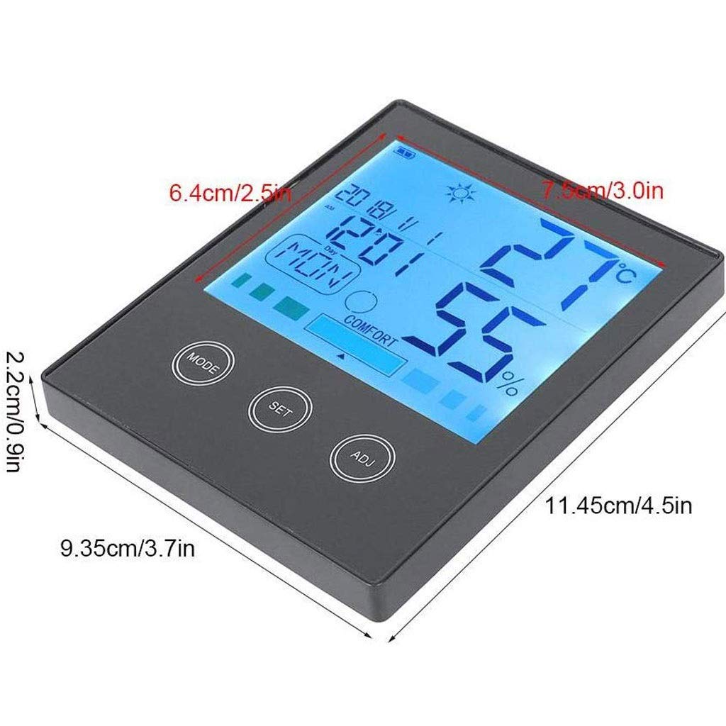 Digital Hygrometer Thermometer,Humidity Gauges Monitor Temperature Gauge Indicator Time Display Built-in Clock