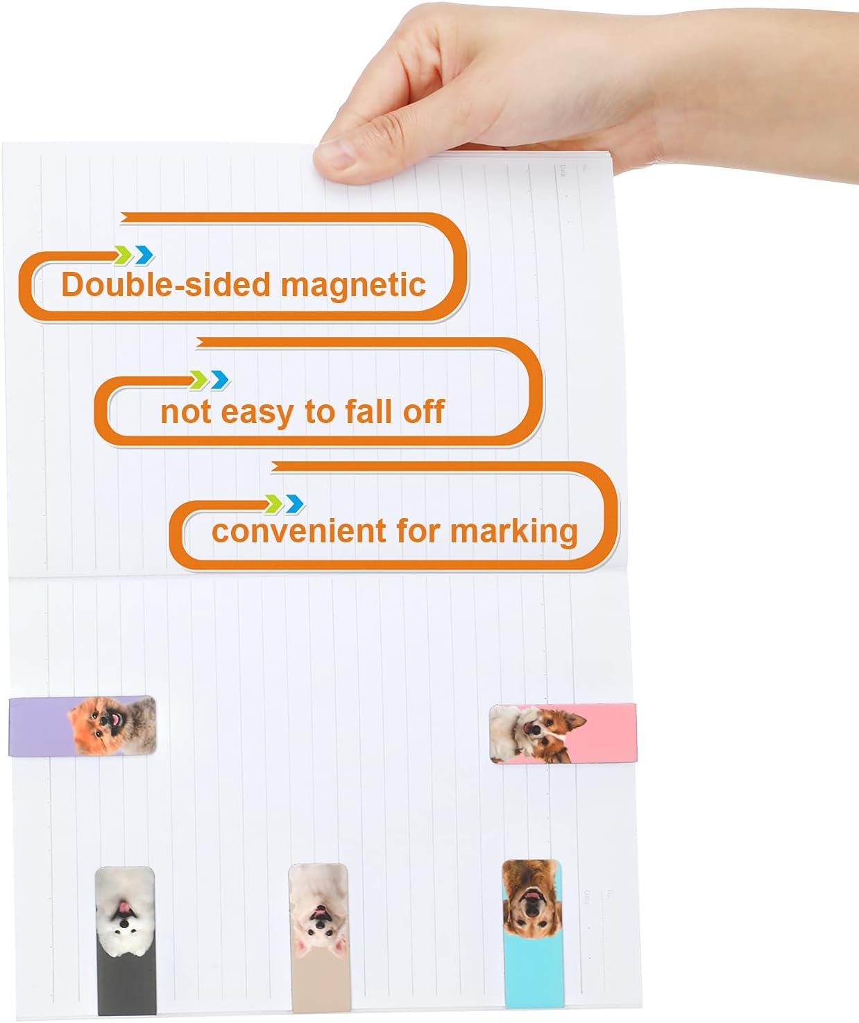 30 Pieces Magnetic Bookmarks Cute Dogs Magnetic Page Markers Pet Magnetic Page Clips Puppy Faces Bookmark for Students Teachers Kids School Home Office Reading Stationery, 15 Designs