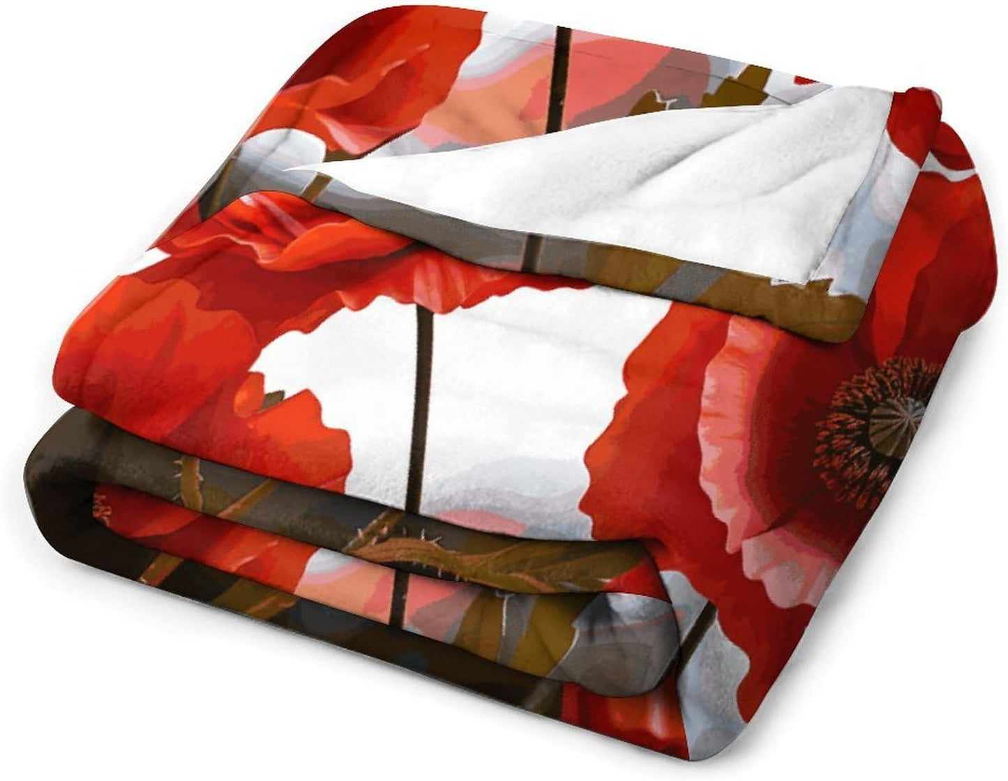 Poppy Flowers Vivid Petals Blanket Super Soft Lightweight Throw Blanket Cute Cozy Warm Bed Blanket Decorative Fuzzy Blanket All-Season Home Decor Gift for Sofa Couch Living Room 50"*60"（130 * 150cm）