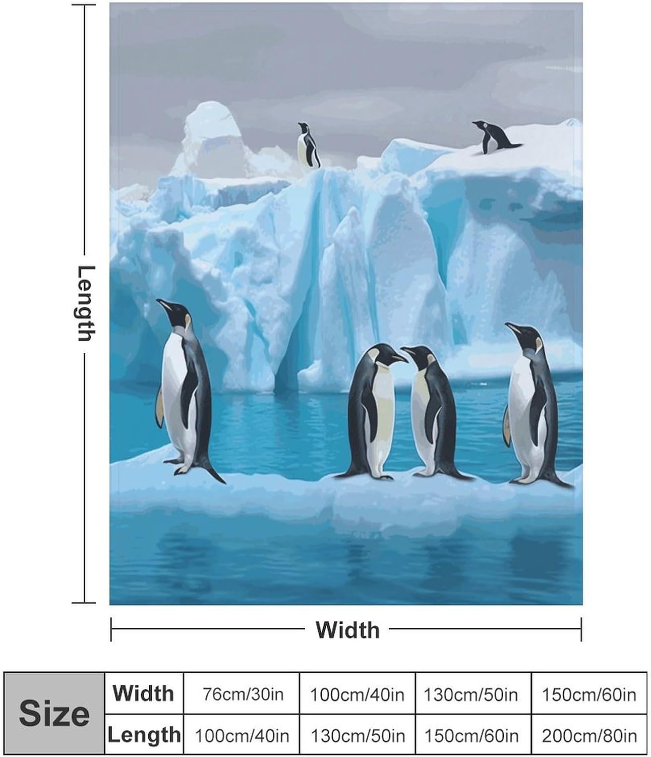 Penguins On The Iceberg Blanket Super Soft Lightweight Throw Blanket Cute Cozy Warm Bed Blanket Decorative Fuzzy Blanket All-Season Home Decor Gift for Sofa Couch Living Room 40"*50" （100 * 130cm）