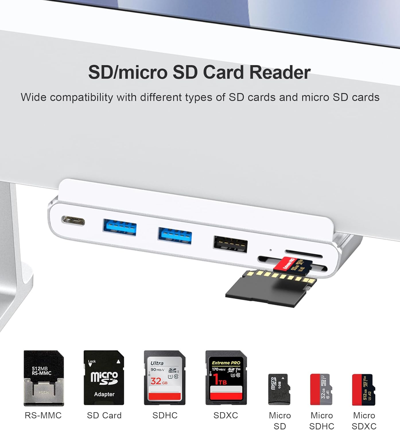 7-in-1 USB C Hub for iMac M1/M3/M4 - USB 3.0 5Gbps, SD/TF Card Reader, Docking Station for iMac 24 inch (M1/M3/M4)