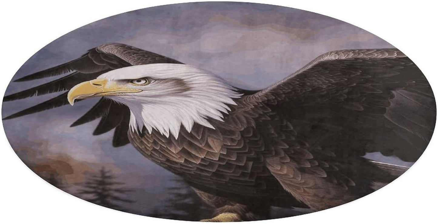Bald Eagle Circle Rug Retro Luxury Coral Velvet Floor Mat Non Slip Soft Indoor Floor Carpet Comfy Thickened Area Rugs Modern Aesthetic Minimalist Carpets for Home Decor