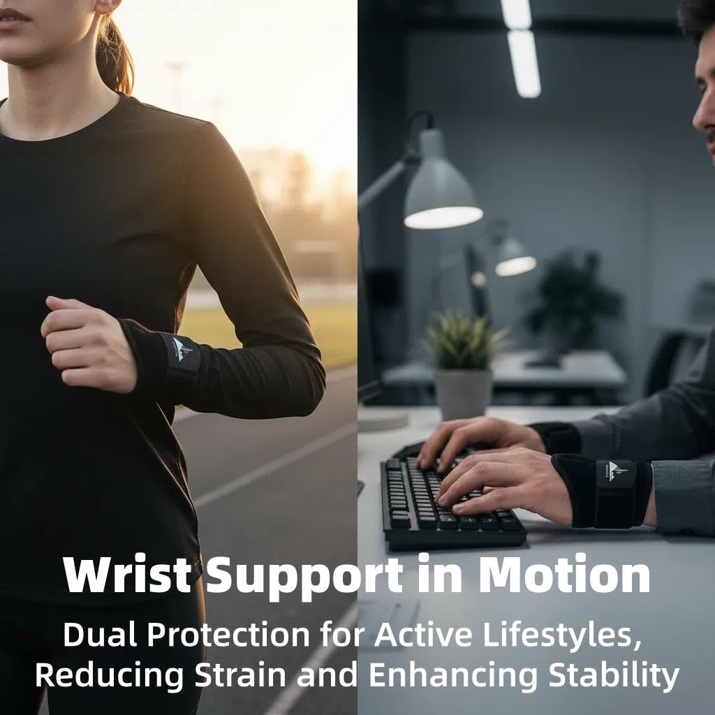 2 Pack Wrist Braces - Wrist Wraps for Carpal Tunnel, Arthritis, and Tendinitis Pain Relief - Fits Both Right and Left Hands - Compression and Support for Fitness Enthusiasts