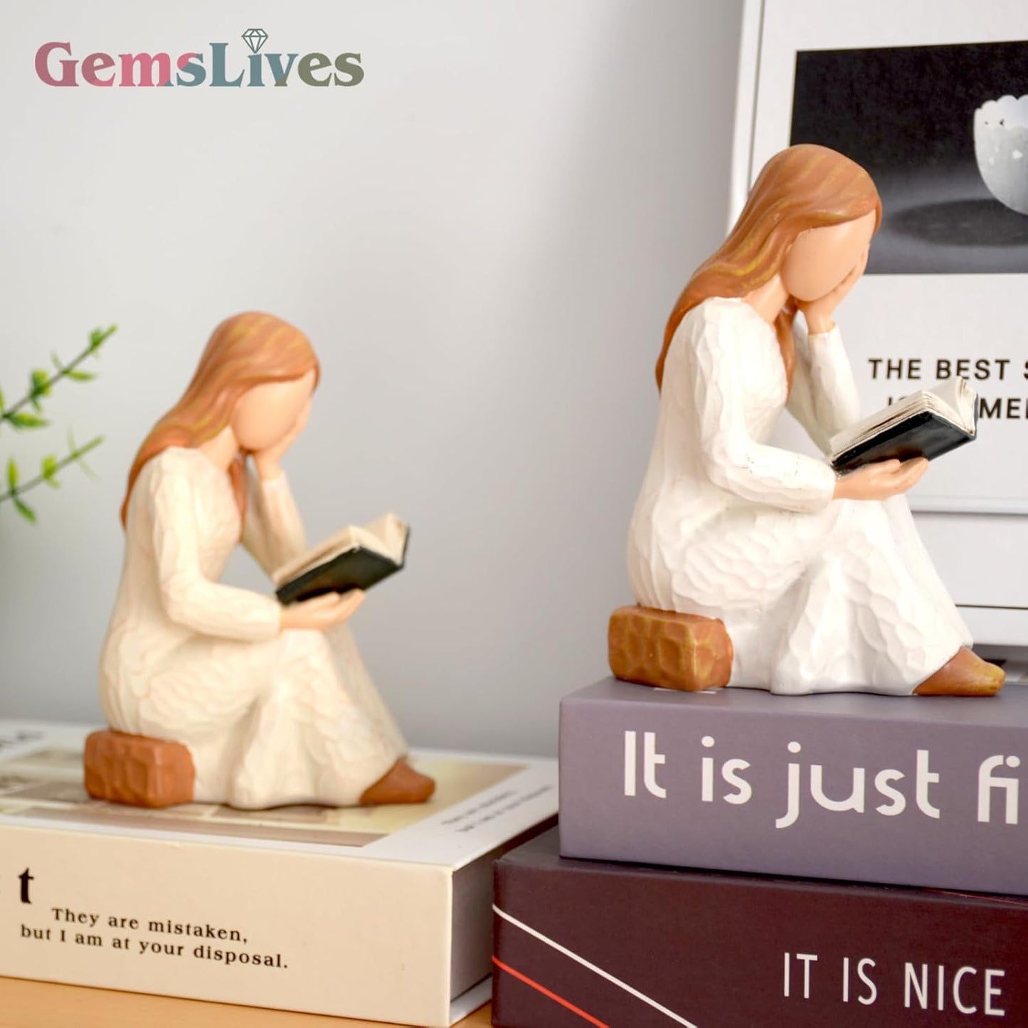 Book Lover Gifts for Women Figurine – Resin Reading Statue for Readers, Librarians, Students & Teachers, Bookshelf Home Decor, Book Accessories, Graduation, Christmas & Valentine’s Day Gift