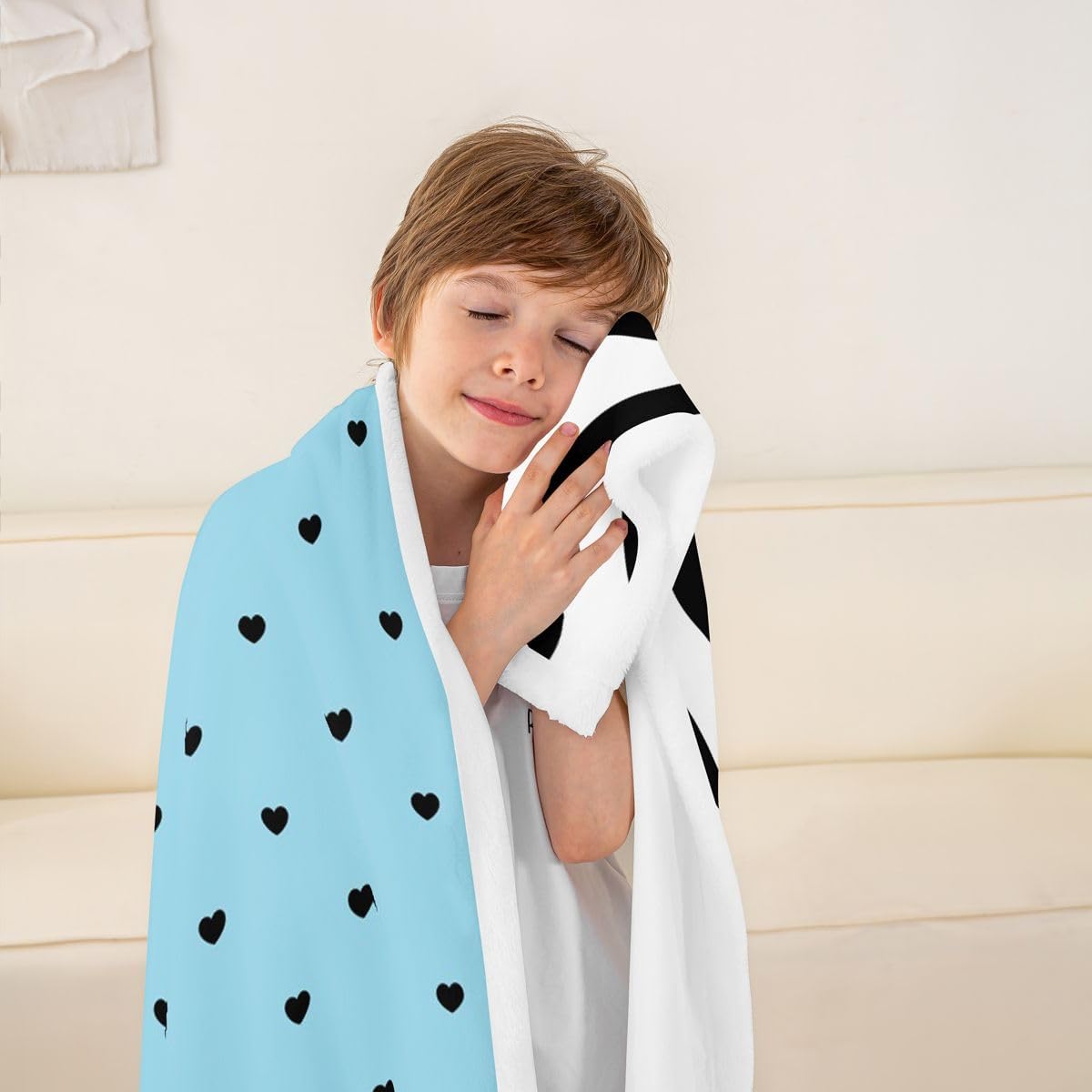 Feelyou Blue Bow Sherpa Throw Blanket for Couch Zebra Print Stripes Super Soft Cozy Fleece Polka Dots Blanket for Winter, Plush Throw Bow Knot Print Baby 30"x40" Decor All Season