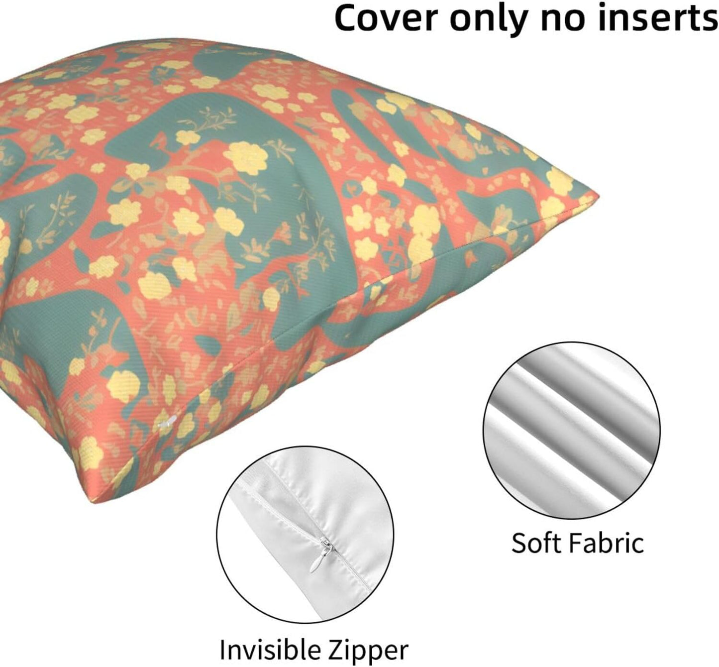 All-Season Square Pillow Covers 18"X18", Yellow, Decorative Throw Pillow Covers for Sofa Bed Couch, Hidden Zipper Cushion Cover, Square Lumbar & Accent Pillowcases for Home Decor
