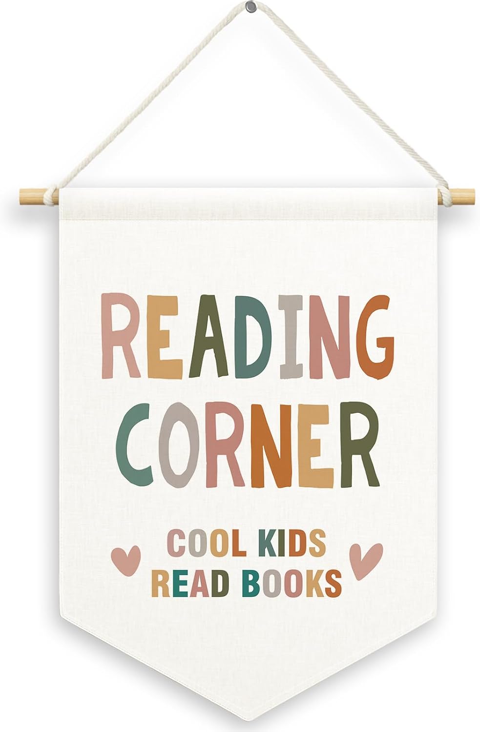 Reading Corner Kids Room Decor, Boho Read Classroom Banner Canvas, Nursery Cool Kids Read Books Wall Hanging Decor Art Pennant Flag for Library Playroom Toddler Room 11x15in