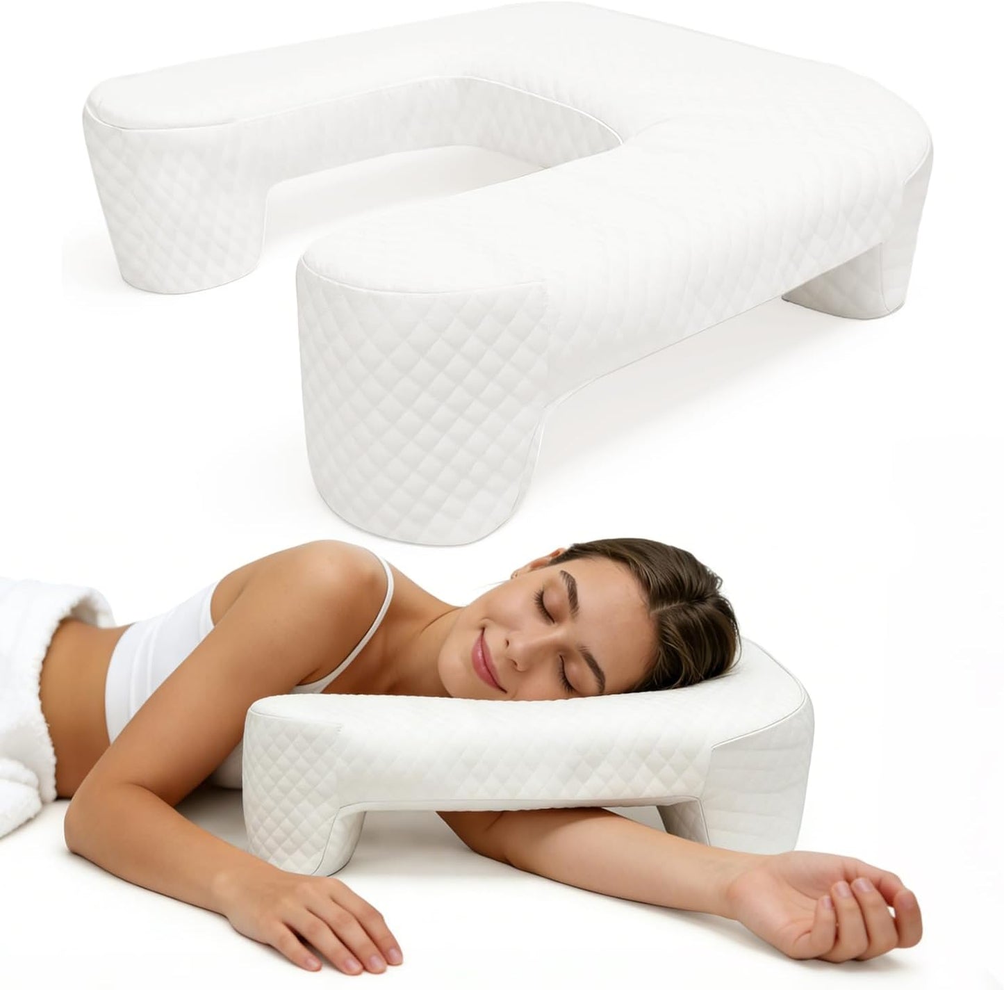 Side Sleeper Pillow with Arm Hole, Ergonomic Memory Foam Arm Pillow for Shoulder Comfort, Side Sleeping Support for Neck and Back, Removable Washable Cover, for Side and Back Sleepers