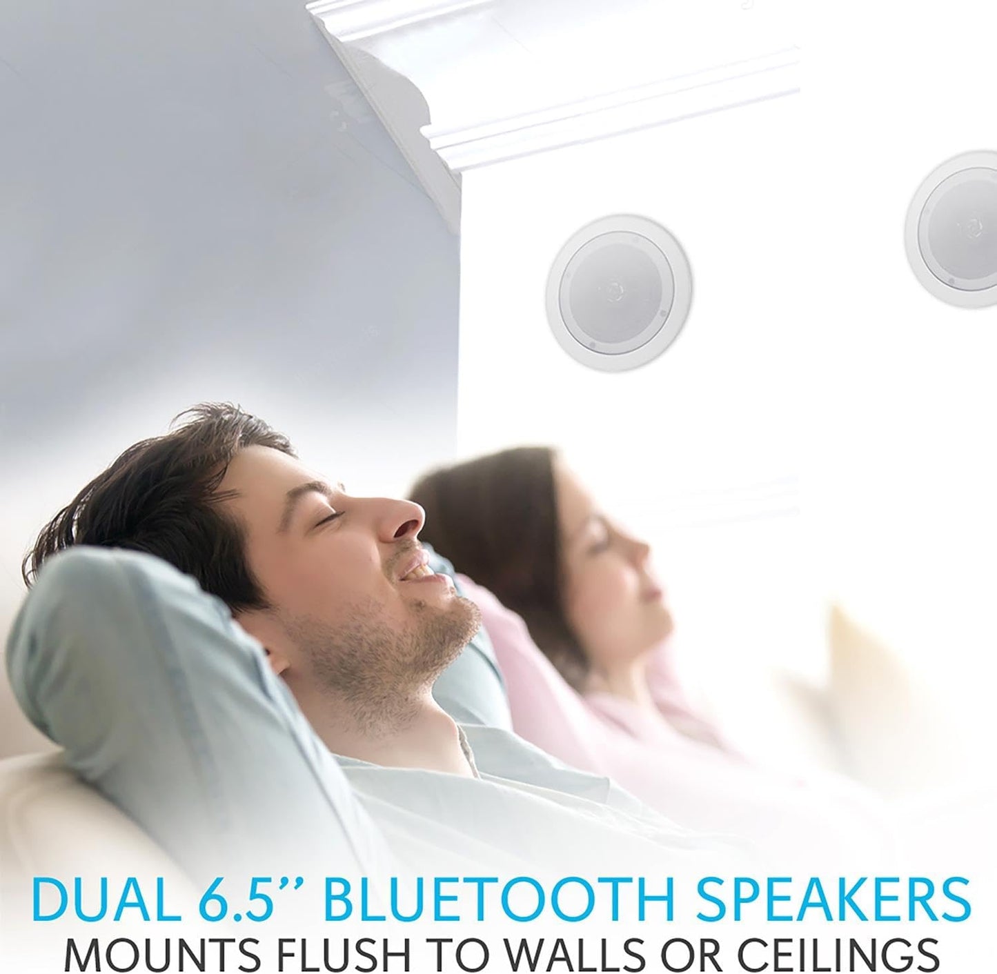 Pyle 6.5” Pair Bluetooth Flush Mount In-wall In-ceiling 2-Way Speaker System Quick Connections Changeable Round/Square Grill Polypropylene Cone & Polymer Tweeter Stereo Sound 150 Watt (PDICBT652RD)