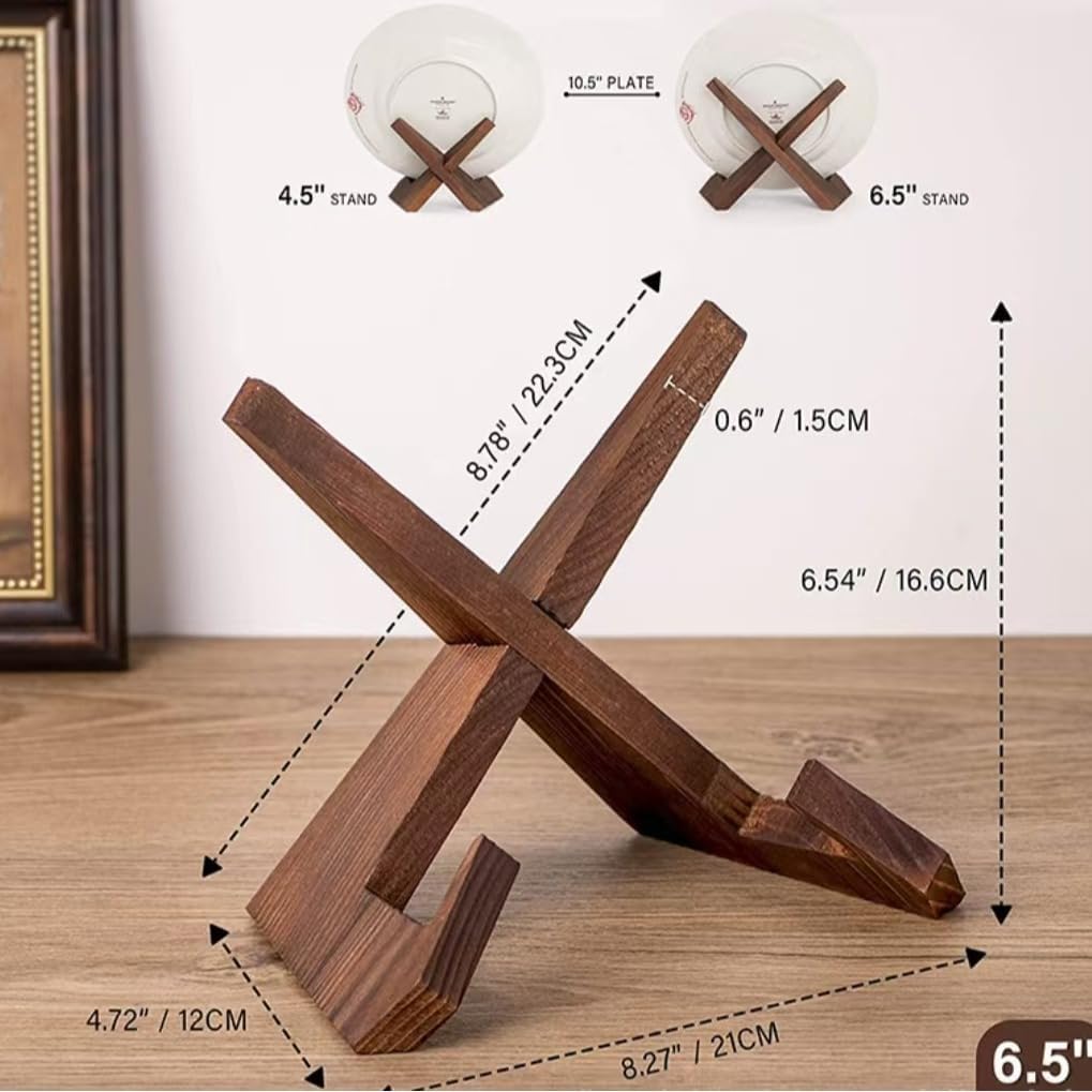 Wooden Cookbook Stand for Kitchen Counter, Rustic Brown Recipe Book Holder, Multifunctional Display Stand for Cooking & Decor