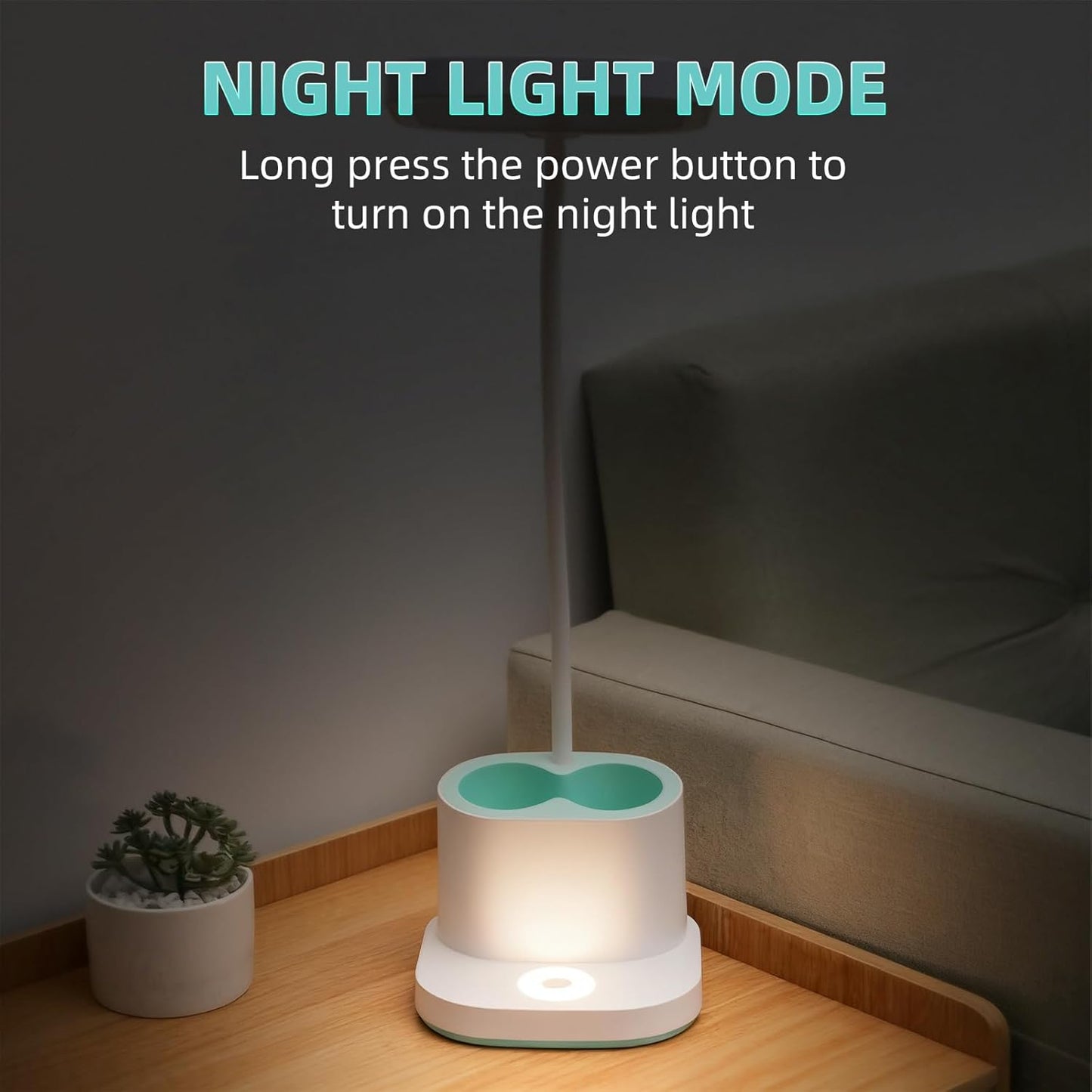 LED Desk Lamp for Home Office Bedroom, 3 Color Modes Dimmable Reading Light with USB Charging Port, Rechargeable Study Lamp for Kids Student with Pen Holder, Table Light 360°Adjustable Arm