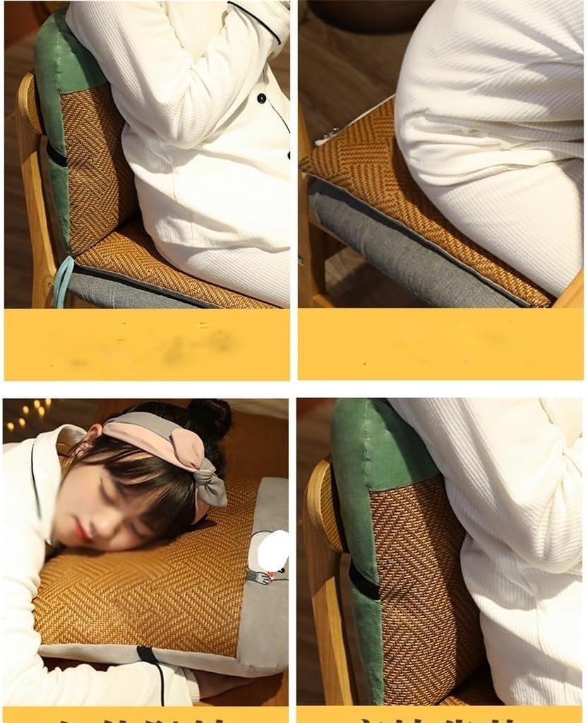 Mat Rattan Seat Cushion Lumbar Pillow Office Back Support(E)