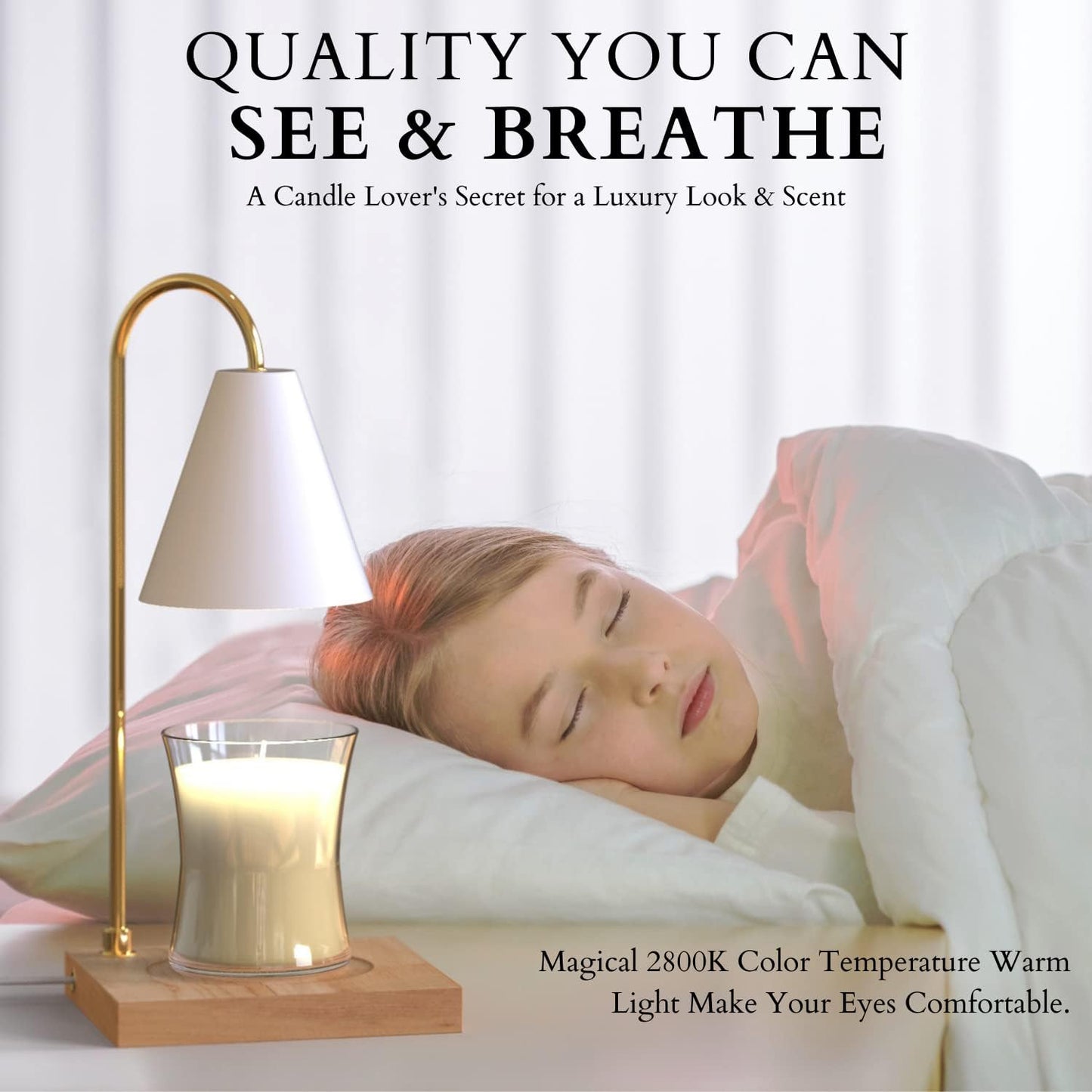 Cozyberry® Candle Warmer Lamp, Timer, Compatible with Yankee Candle Large Jar, Candle Lamp, Dimmable Candle Melter for Scented Candle, Wax Melt, Small & Large Size Jar Candles (Wood White, Timer)