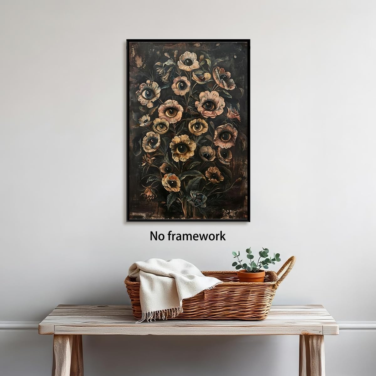 Botanical Gothic Posters Victorian Goth Wall Art Witchy Dark Cottagecore Room Home Decor Macabre Canvas Print Surreal Collage Forestcore Pictures Painting for Bedroom 16x24inch Unframed