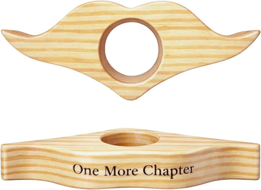 Wooden Book Page Holder – Thumb Page Spreader Reading Accessory with Smooth Finish for Book Lovers (Pinewood - One More Chapter)
