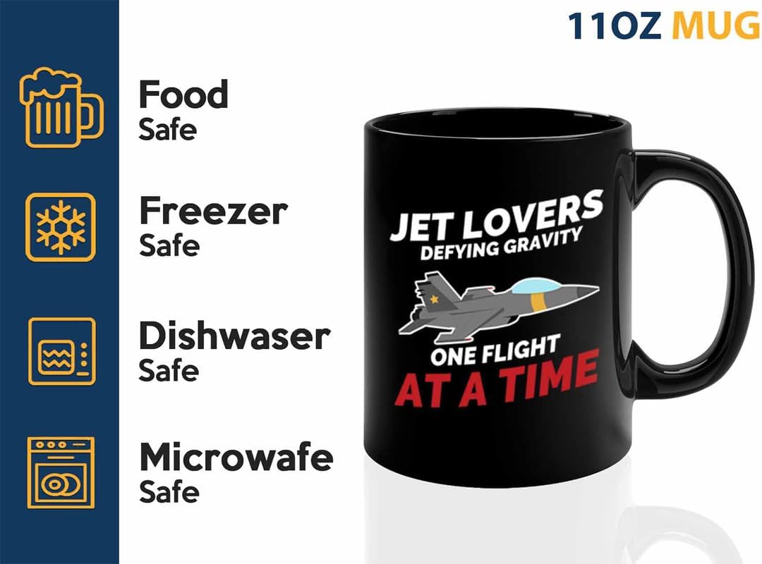 Jet Pilot Coffee Mug 11oz Black - Jet lovers Defying gravity - Pilot Gifts Airplane Flying Captains Aviator Airline Aviation