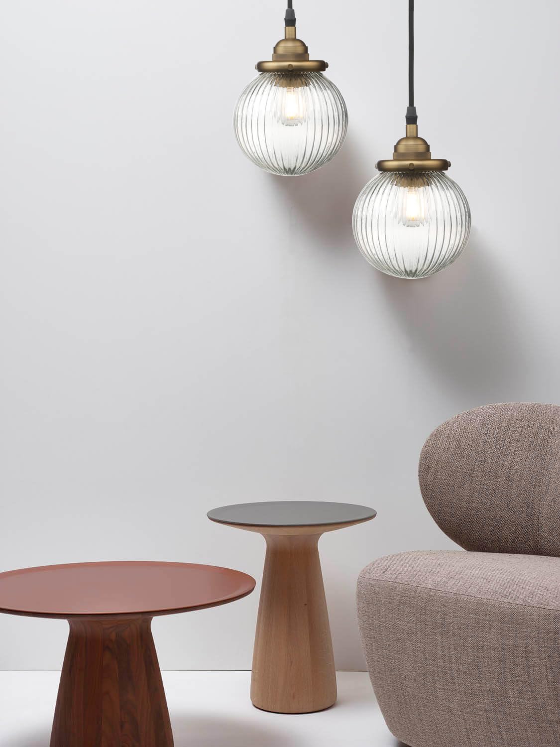 Yosoan 1-Light Vintage Kitchen Hanging Pendant Light Fixture, Single Hardwired Indoor Vanity Luxury Retro Textured Striped Round Glass Shade Samll Lamp for Dinning Room Living Room Island(Antique)