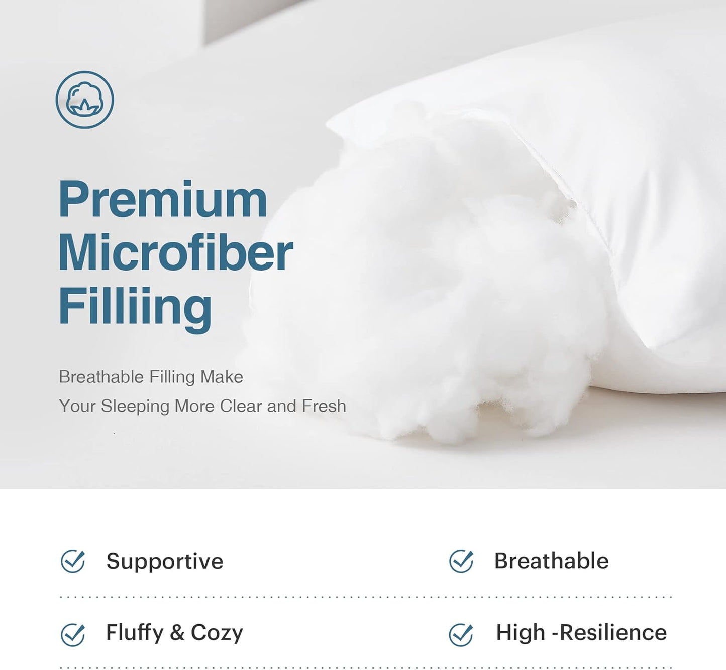 Acanva Fluffy Bed Sleeping Side Sleeper Body Pillow Insert, 20” x 60”with Grey Pillowcase, White