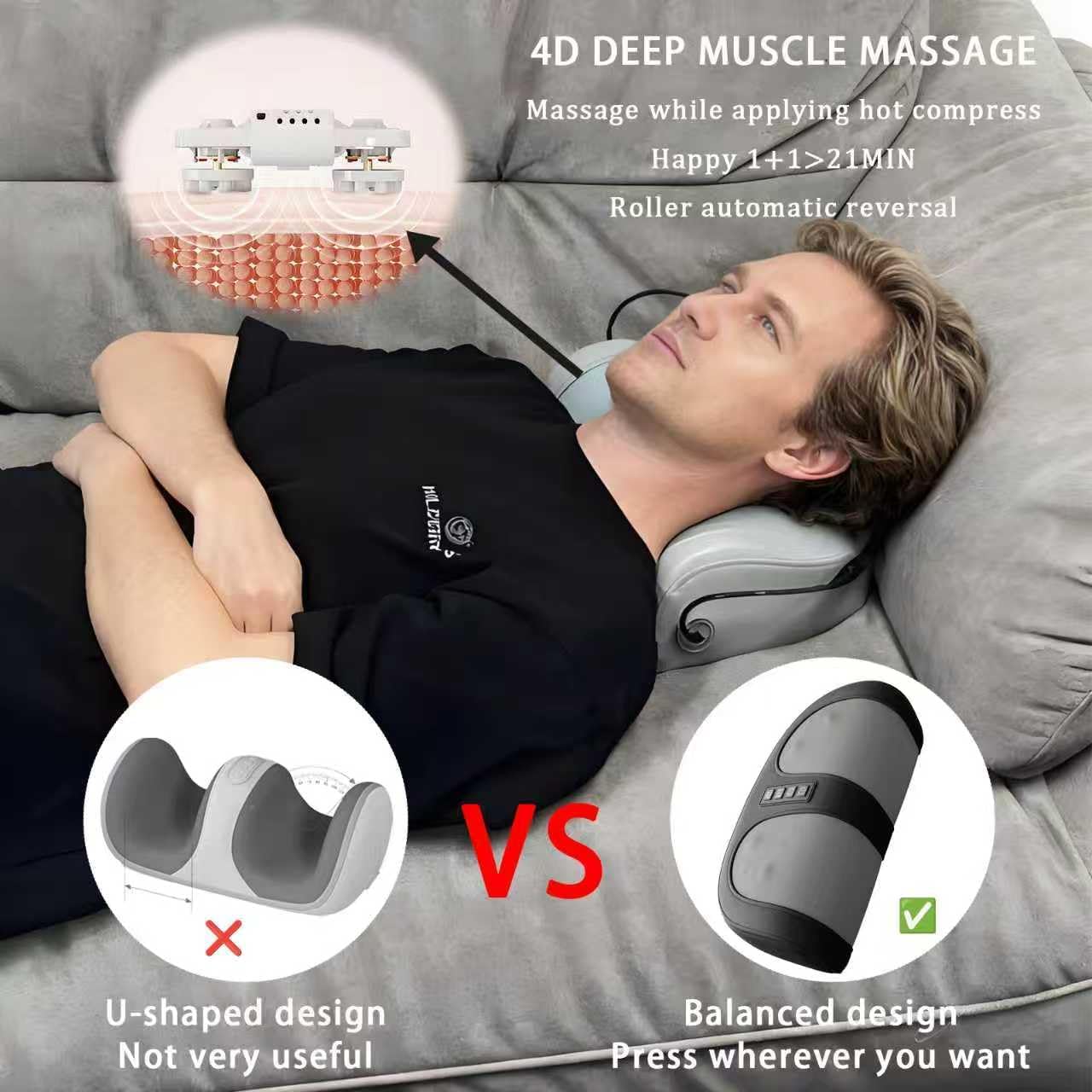 Foot Massager with Heat,with 3 Intensity Levels Shiatsu Kneading,Dual-Frequency Red Light 107.6°F Constant Temperature,Ideal for Feet Pain Relief at Home and Office (Black)