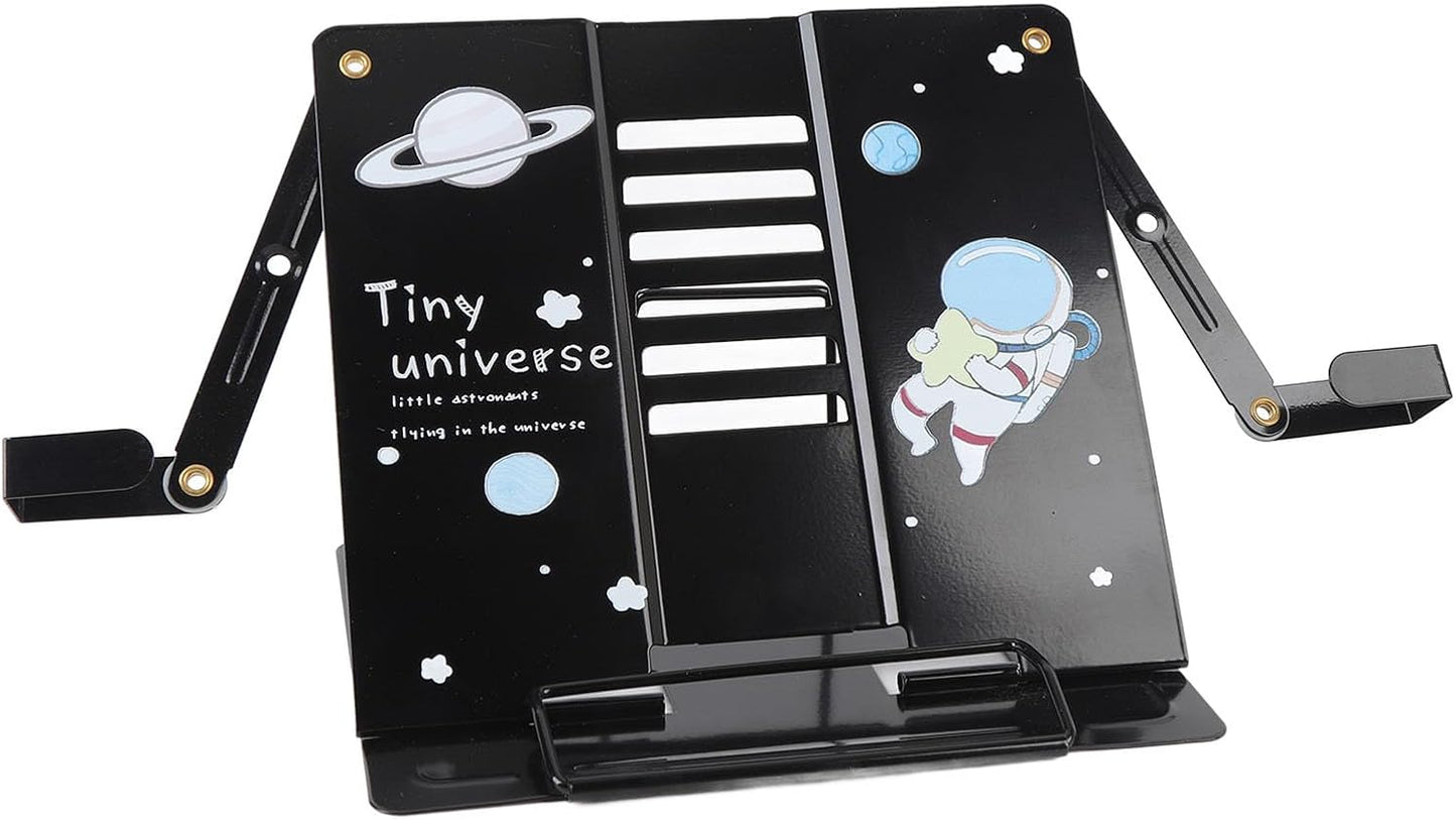 Small Metal Desk Book Stand, Adjustable Book Holder, Cute Book Stand for Reading, with Exquisite Pattern Design, Stable and Portable for Recipes, Textbooks, Tablet, Music Books