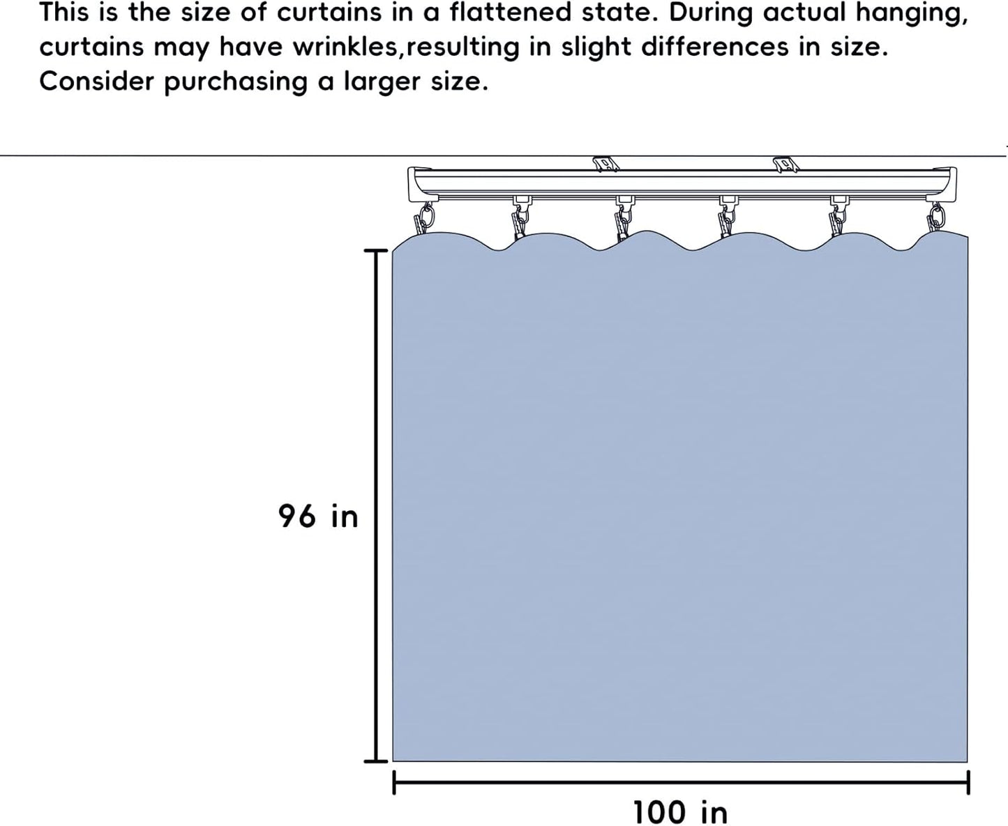 Room Divider Ceiling Mounted Curtains Track Sets Extra Wide Blackout Curtain Flexible Tracks for Bedroom Privacy Partition Separator, 1 Panel Black Drape and White Rail, W8.3 x H8ft
