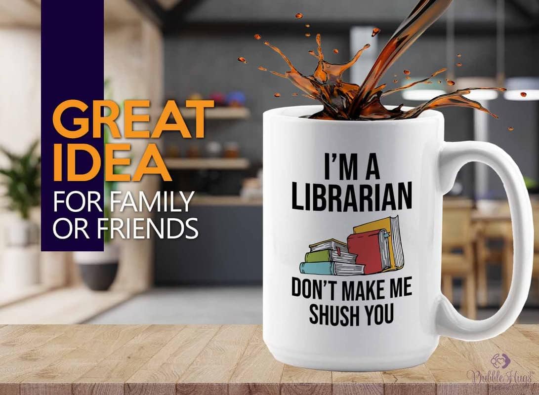 Book Lover Coffee Mug 15oz White - make me shush you - Birthday Gifts for Readers Gifts for Book Lovers Girls Book Club