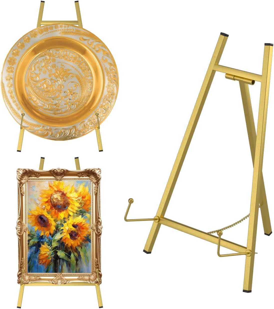16" Large Metal Tabletop Easel Gold Table Top Easel Picture Stand Mirror Table Top Easels for Display Photo Frame Heavy Duty Plate Art Display Stand for Sign Tabletop Wedding Frame Stands
