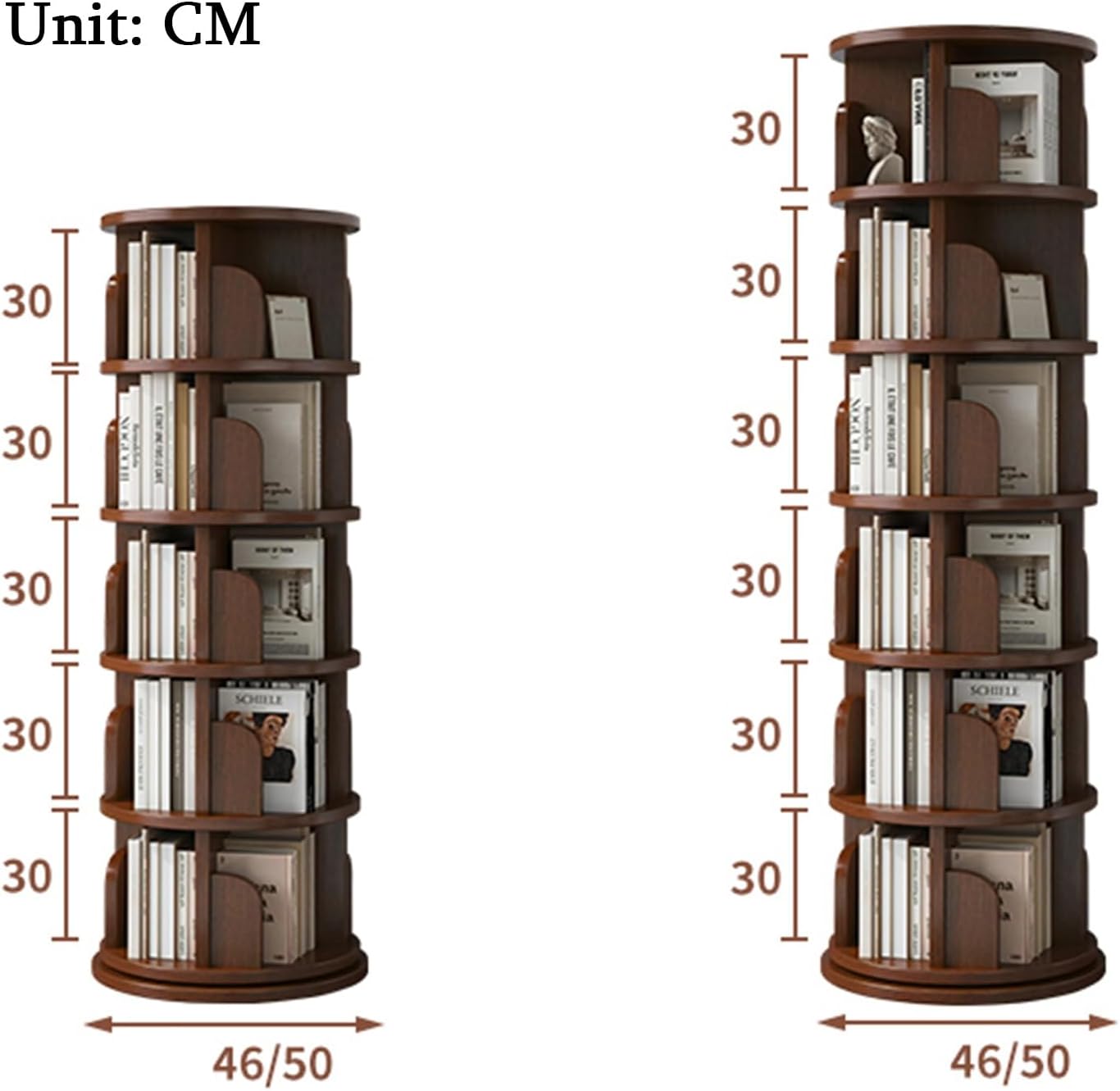 Rotating Bookshelf Tower, 360° Display 3/4/5 Tier Floor Standing Bookcase Storage Rack for Small Spaces - Corner Bookshelf for Bedroom, Living Room, and Study