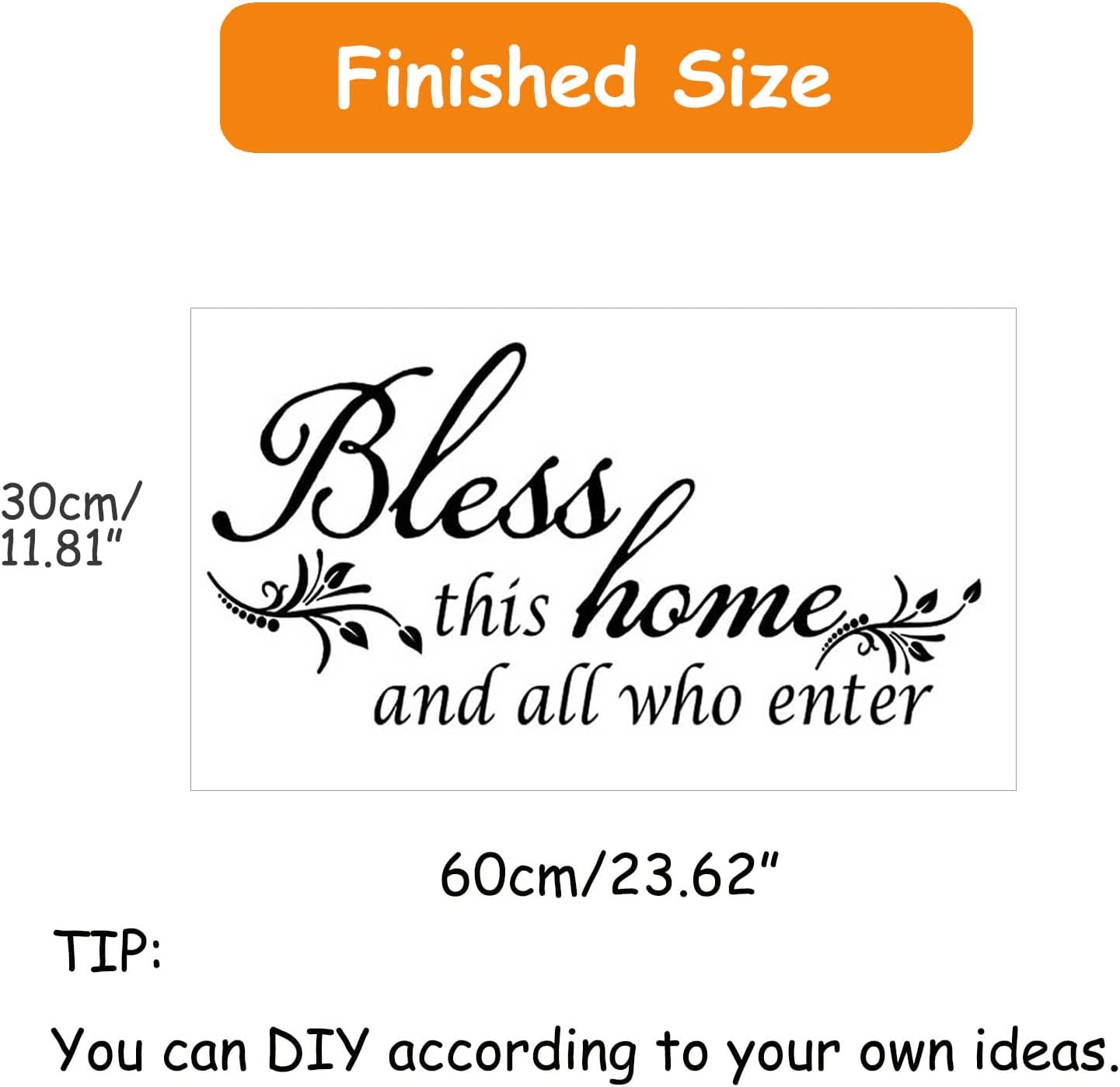 Room Decorations Wall Decals Quotes Stickers,Bless This Home and All Who Enter, Home Decors Inspirational Sticker for Entryway Living Room Décor Art Letters