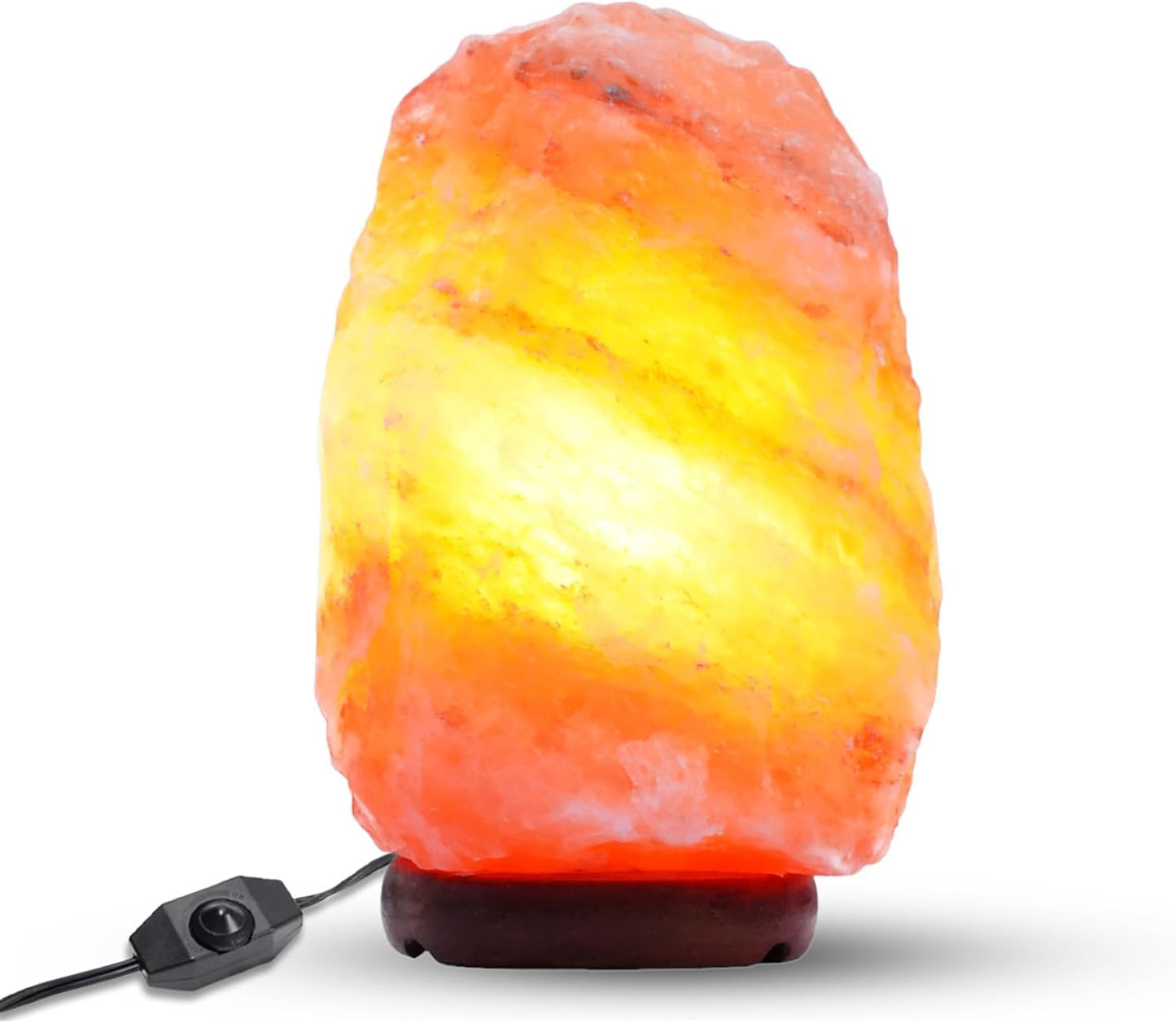 Himalayan Salt Lamp 5 Inch, 3-4 lbs with Wooden Base - Hand Carved Pink Light - Dimmable Cord & Bulb, Ideal Gift Night Lamp for Bedroom, Office, Living Room