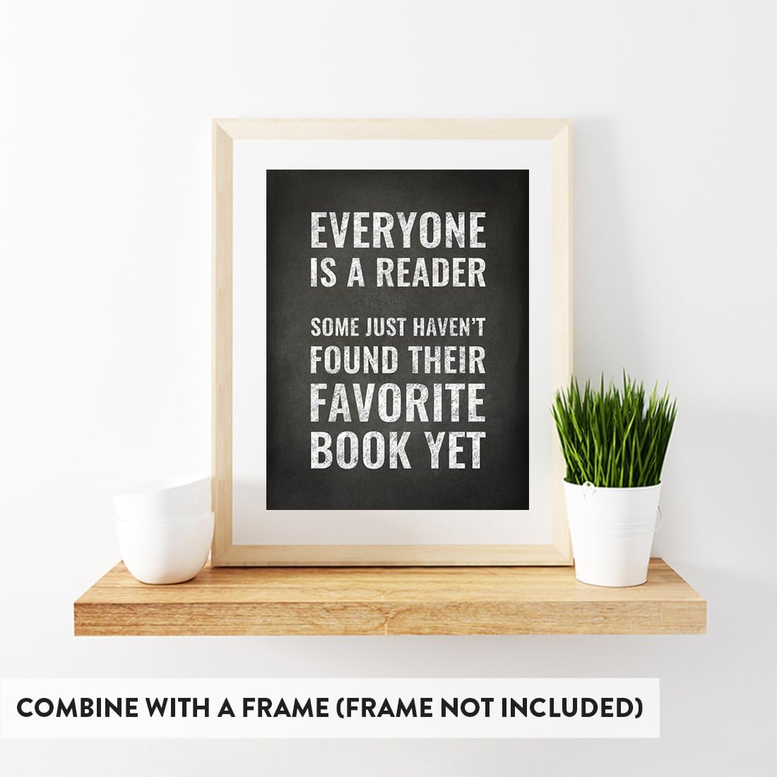 Andaz Press Library Wall Art, Everyone is a reader. Some just haven't found their favorite book yet, 8.5x11-inch Reading Quotes Office Home Classroom Library Poster 1-Pack, UNFRAMED Library Sign