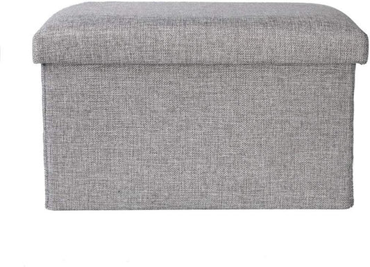 ZLY Folding Stool Storage Ottoman Polyester Fabric Linen Foot Rest Seat Clutter Collection 14"x8"x8"