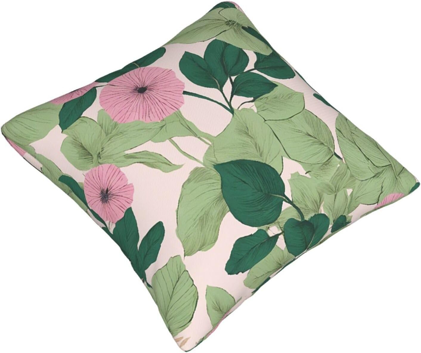 All-Season Square Pillow Covers 18"X18", Black Lily Pads, Decorative Throw Pillow Covers for Sofa Bed Couch, Hidden Zipper Cushion Cover, Square Lumbar & Accent Pillowcases for Home Decor