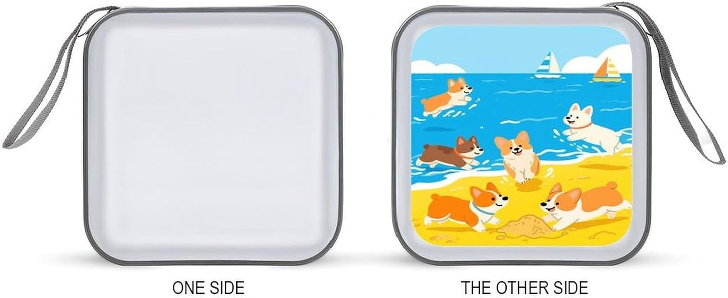 Cute Dogs CD Case Portable Zipper CD Case 40 Capacity Hard Plastic DVD Cases Holder Large Storage Disc Wallet Bag for Car Home Travel DVD Collection Bag