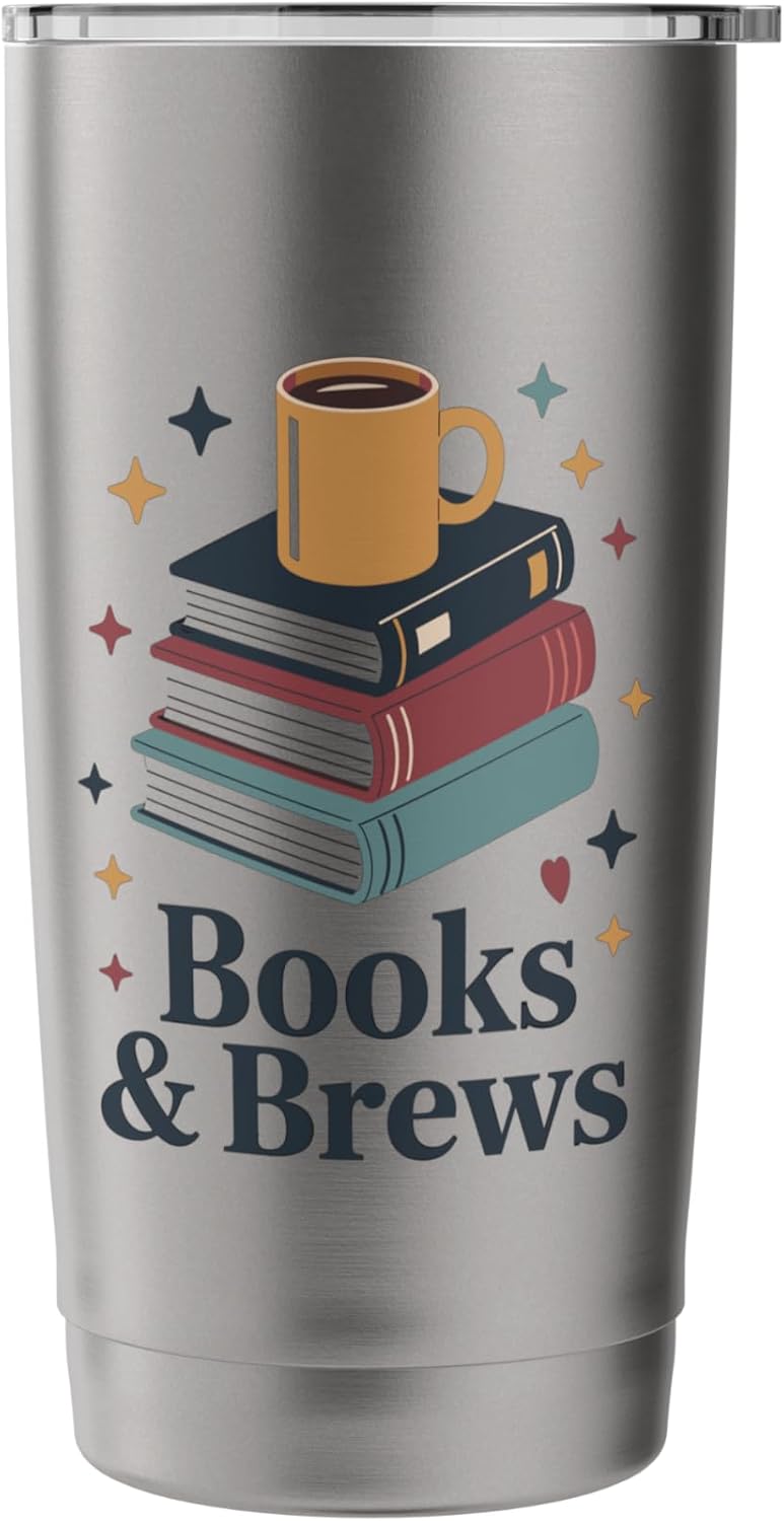 Books And Brews Coffee Reading Lover Club Stainless Steel Insulated Tumbler