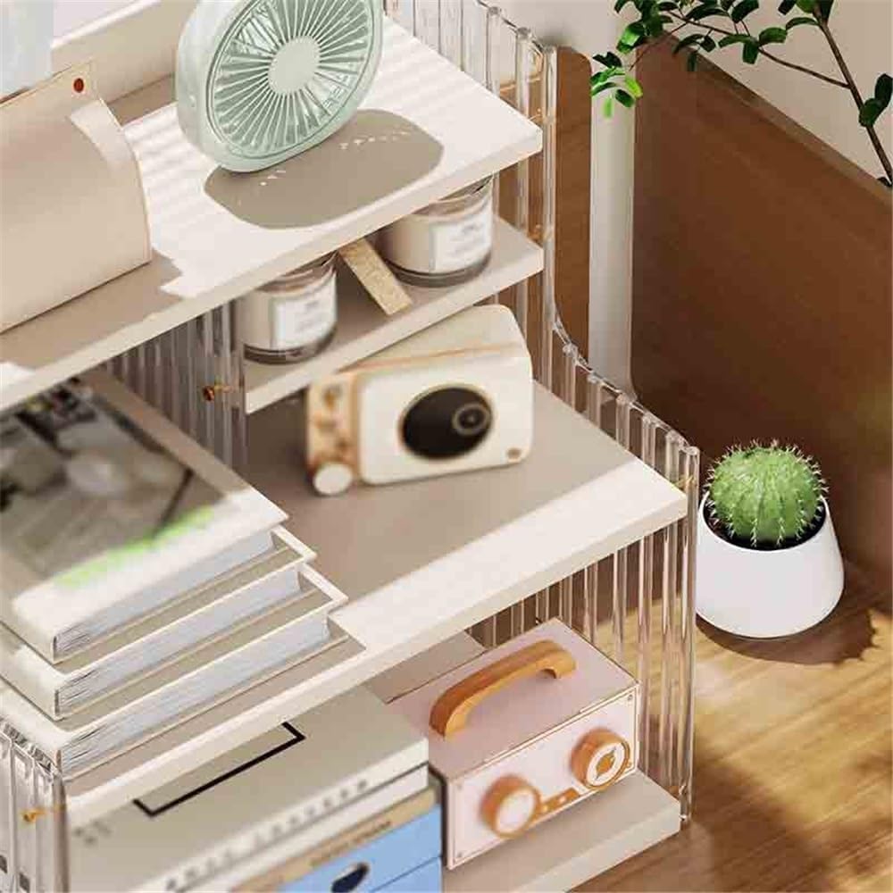 Floor-Standing Solid Wood Rotating Coat Rack，White Desktop Bookcase Floor Display Stand - Versatile Storage Rack with Plastic Baffles for Living Room, Office, or Study - Industrial Bookshelf