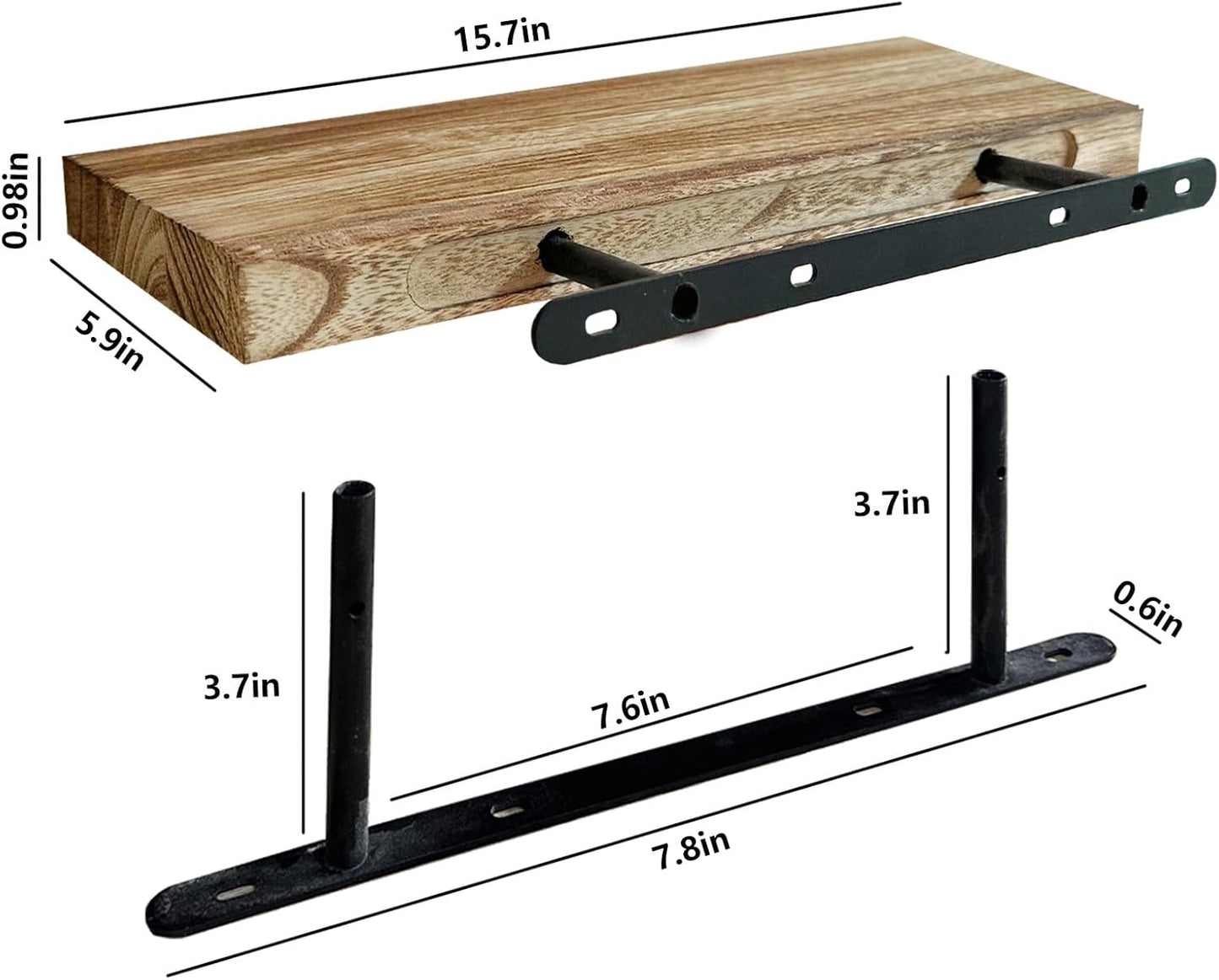 Floating Shelves for Wall, Solid Wood Wall Shelves Set of 3, Wall Mounted Floating Shelf with Hidden Brackets, Hanging Wood Shelves for Bedroom Bathroom Kitchen Living Room Storage Display