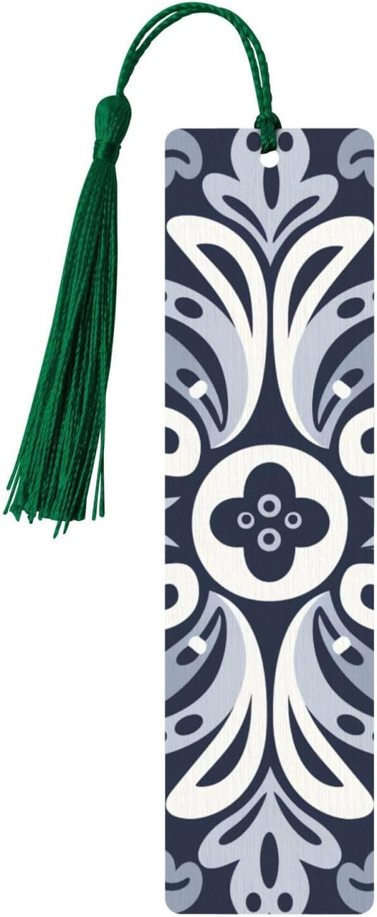 Navy Blue Bookmarks Gifts for Women Men, Wooden Bookmarks for Book Lovers, Vintage Book Marks Ornaments with Tassel, Unique Personalized Reading Page Markers Dark Green