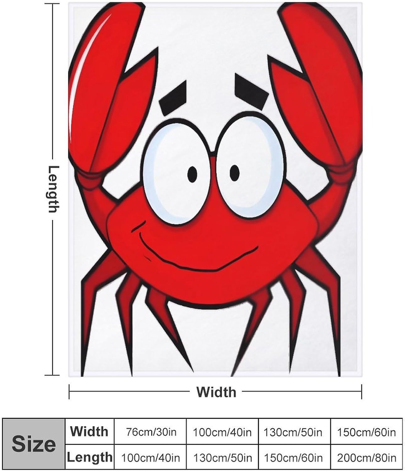 Cartoon Crab Throw Blanket for Couch Super Soft Warm Lightweight Throw Blankets Cozy Flannel Bed Blanket Cute Decorative Blankets for All Seasons Home Decor Gift 30"*40"（76 * 100cm）