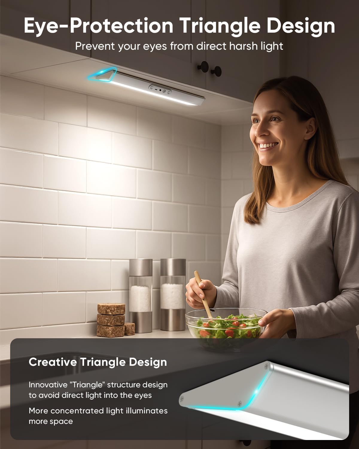 Motion Sensor Closet Lights, Eye Protection Design Cabinet Lighting Wireless with Remote, 3 Color Temps & Dimmable, Magnetic, Rechargeable LED Closet Lighting for Kitchen, Wardrobe, Pantry