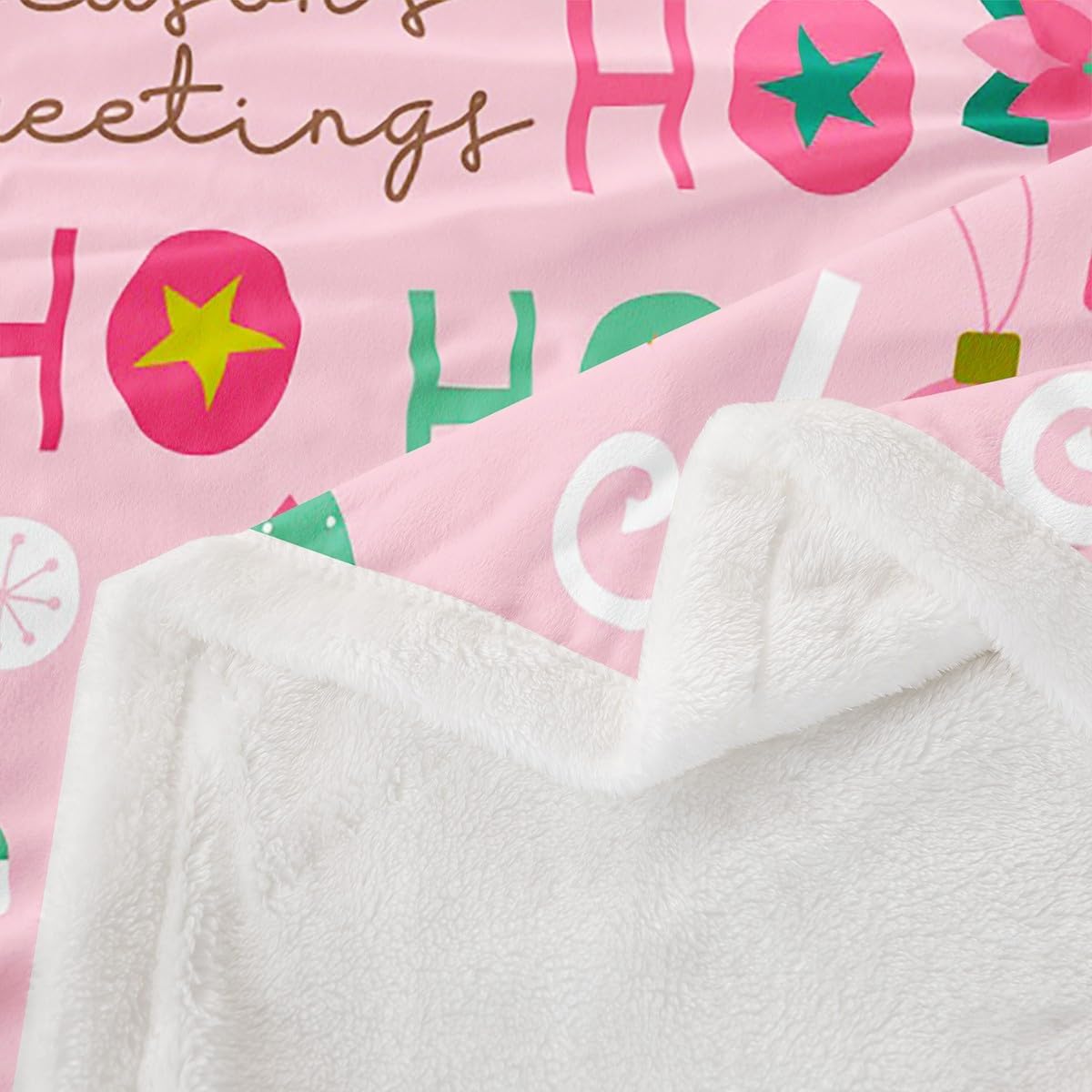 Erosebridal Pink Christmas Throw Blanket - Cartoon Santa Claus Fleece for Kids, Boys, Girls, Women - Snowman Pine Fuzzy Sherpa With Christmas Tree, Cute Deer - Baby Size Xmas Decor