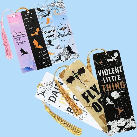 7PCS Fourth Wing Dragon Bookmark Set - Fantasy Dragon Acrylic Bookmarks for 4th Wing Novel Fans Women, Retired, Nurses, Librarians, Tasseled Book Accessories, Page Readers (7PCS-Dragon)