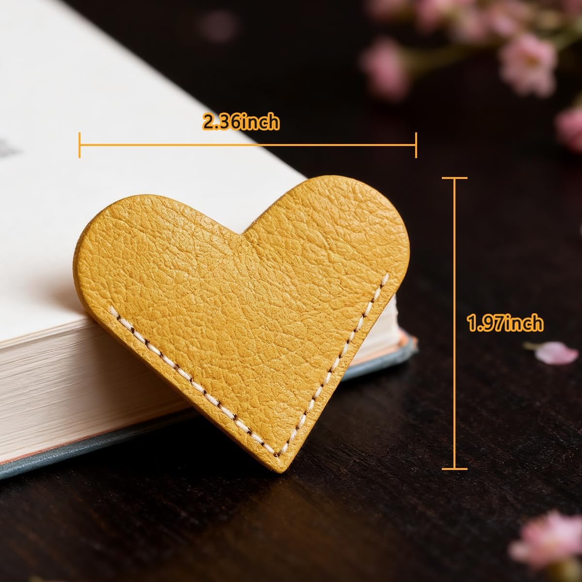 Leather Heart Bookmarks, HOMTEK 6pcs Cute Corner Page Book Marks for Reading Women, Book Lovers Teachers Students, Cute Handmade Reading Gifts(Love A-6pcs)