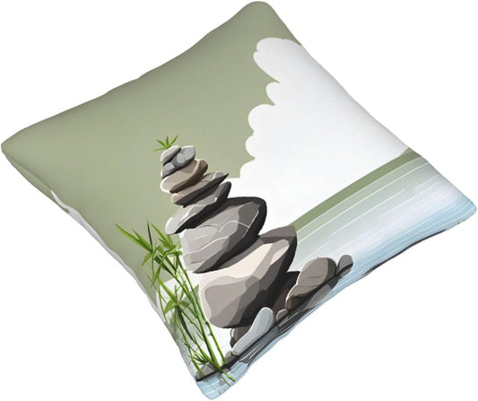 All-Season Square Pillow Covers 18"X18", Stone, Decorative Throw Pillow Covers for Sofa Bed Couch, Hidden Zipper Cushion Cover, Square Lumbar & Accent Pillowcases for Home Decor