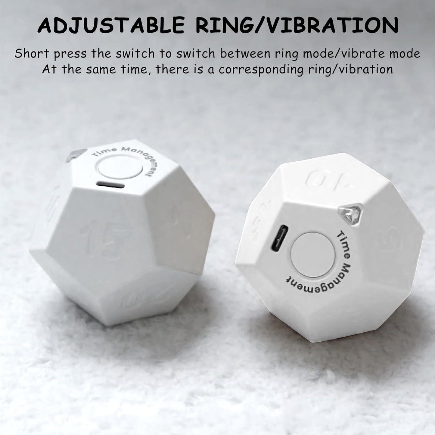Mini Cube Timer - Rechargeable Pomodoro Timer with 11 Preset Times, Sound/Vibrate/Light Alarm for Work, Study & Cooking
