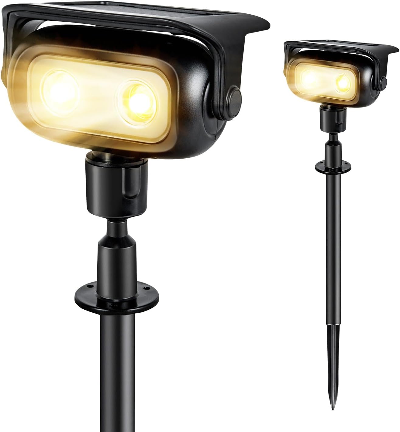 Ollny Solar Lights Outdoor Waterproof IP65，Super Bright LED 2 Lighting Modes 360° Rotation Solar Spot Lights Outdoor, Auto On/Off Landscape Lighting for Yard Garden Pathway 2 Pack (3000K Warm White)